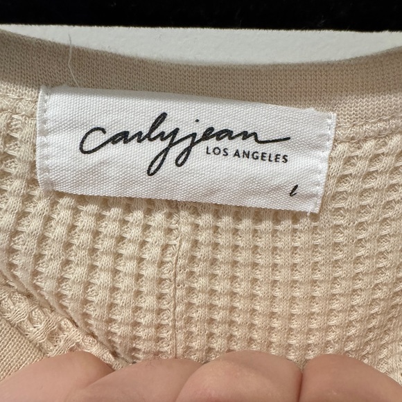 CARLY JEAN LOS ANGELES CJLA IVORY CREAM WAFFLE KNIT TOP - Picture 5 of 6
